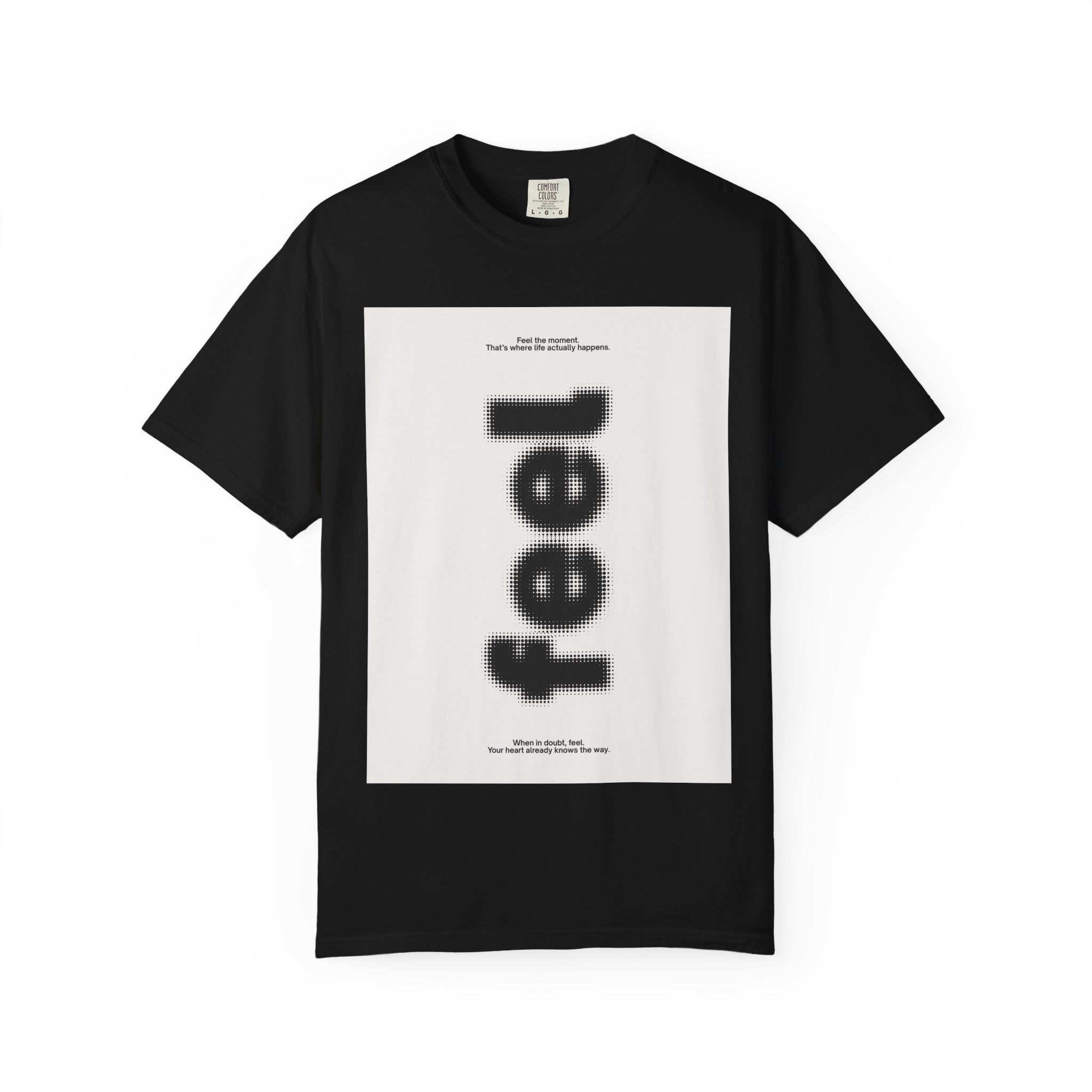 Feel Vertical Text Graphic T-Shirt — Minimalist Streetwear Tee