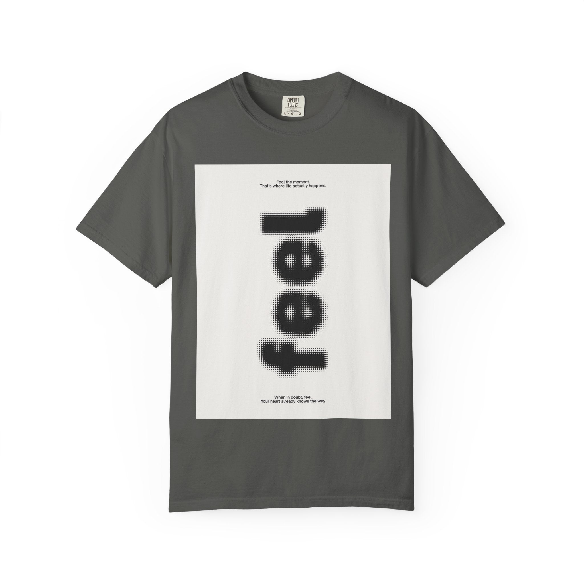 Feel Vertical Text Graphic T-Shirt — Minimalist Streetwear Tee