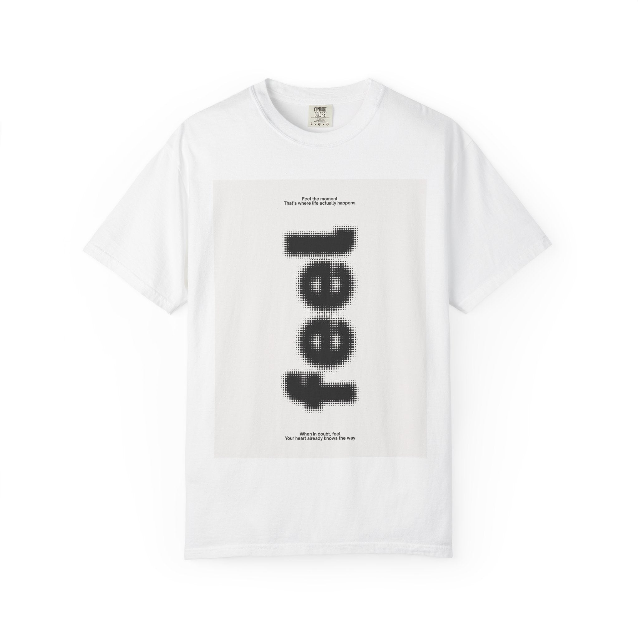 Feel Vertical Text Graphic T-Shirt — Minimalist Streetwear Tee