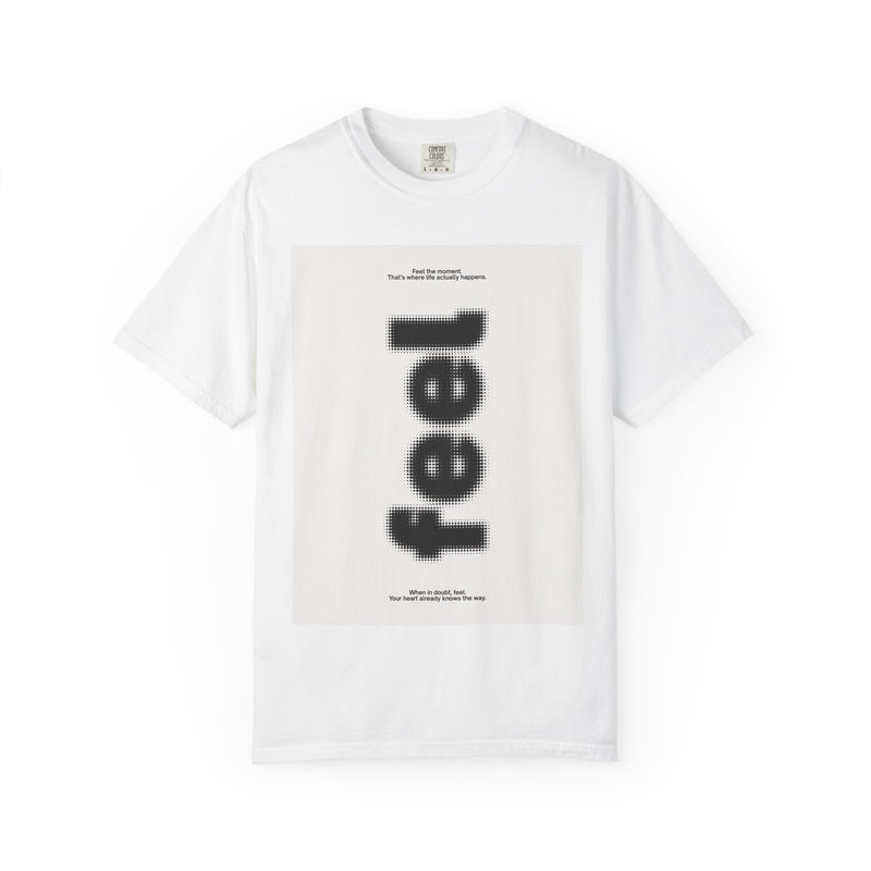 Feel Vertical Text Graphic T-Shirt — Minimalist Streetwear Tee